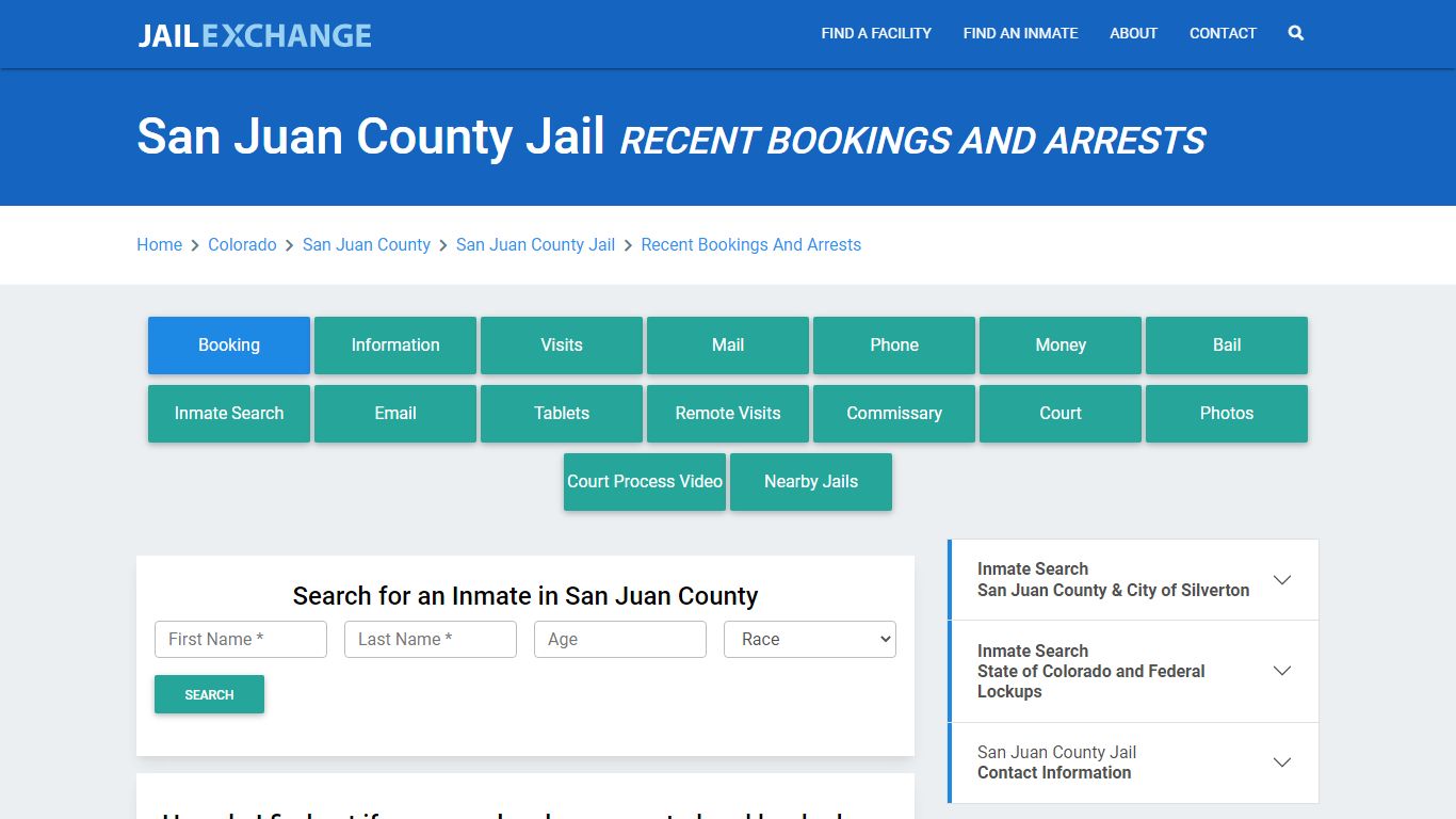 San Juan County Jail Recent Bookings And Arrests - Jail Exchange